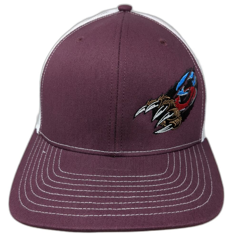 Richardson Trucker Hat Purple OSFM White Mesh Back Snapback Graphic Claw Logo